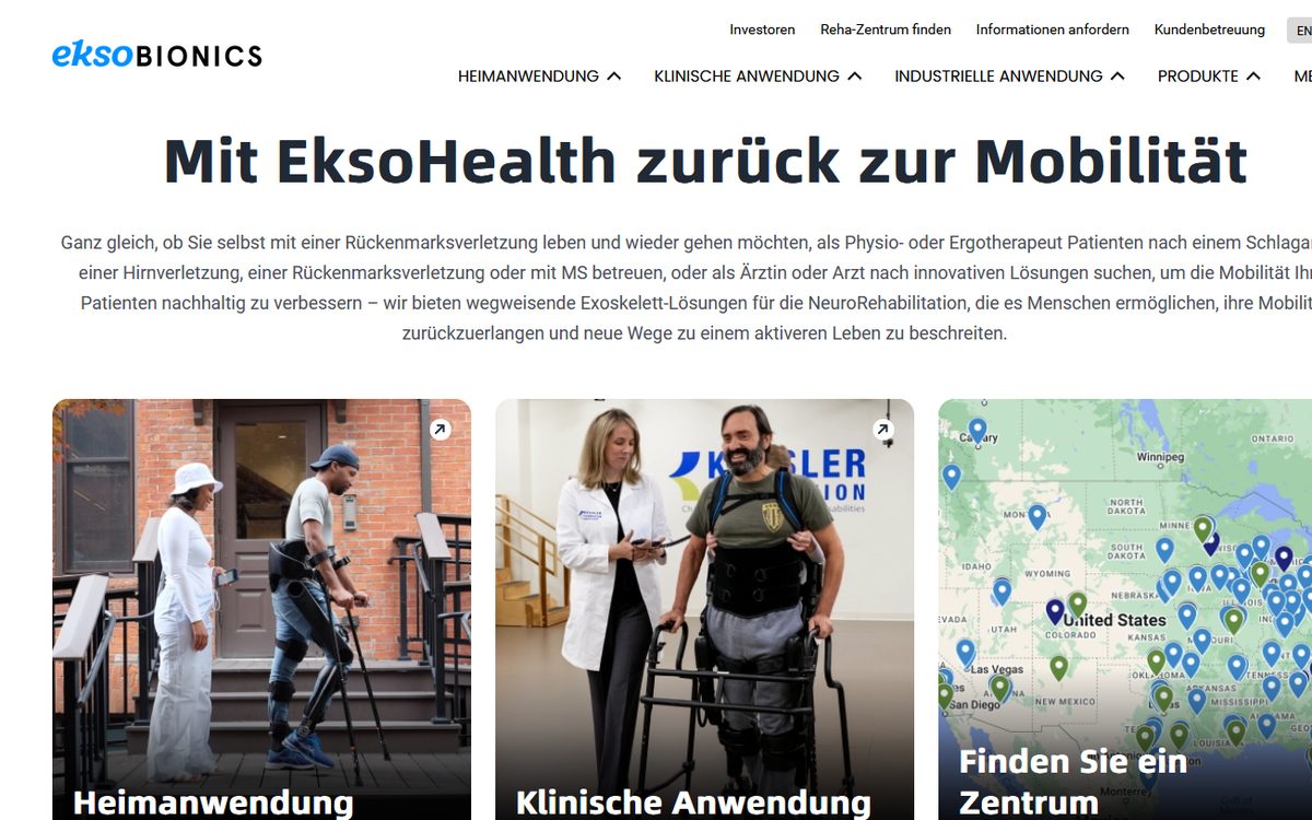 Internationale Website von Ekso Bionics