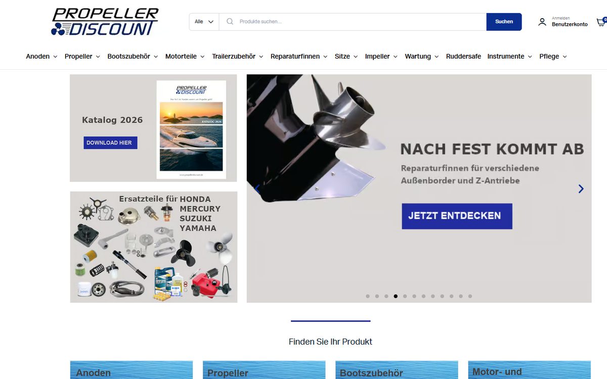 Onlineshop von Propeller Discount für Bootszubehör